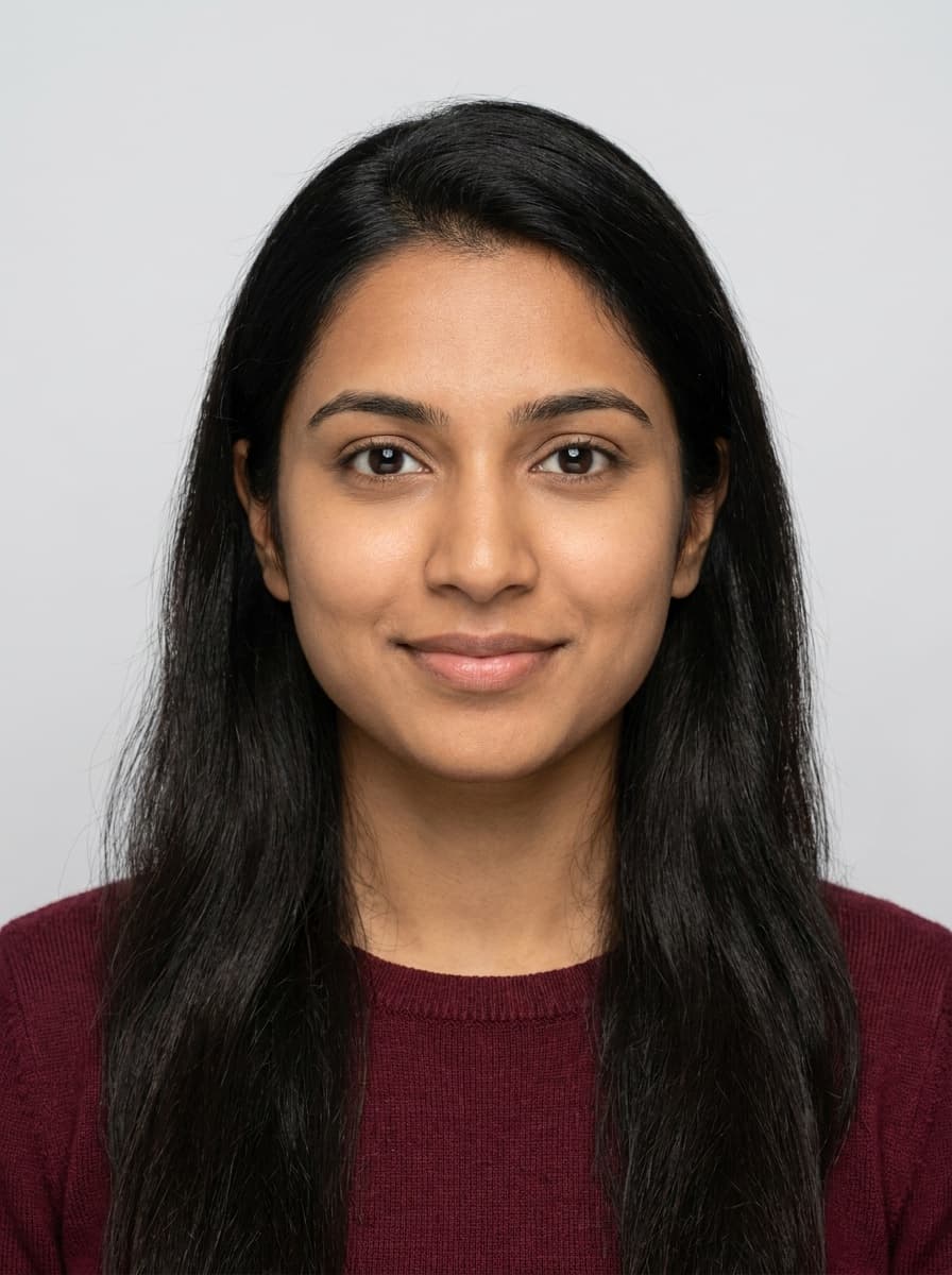 Sample synthetic student portrait (not a real person), shown in a Photon photo check
